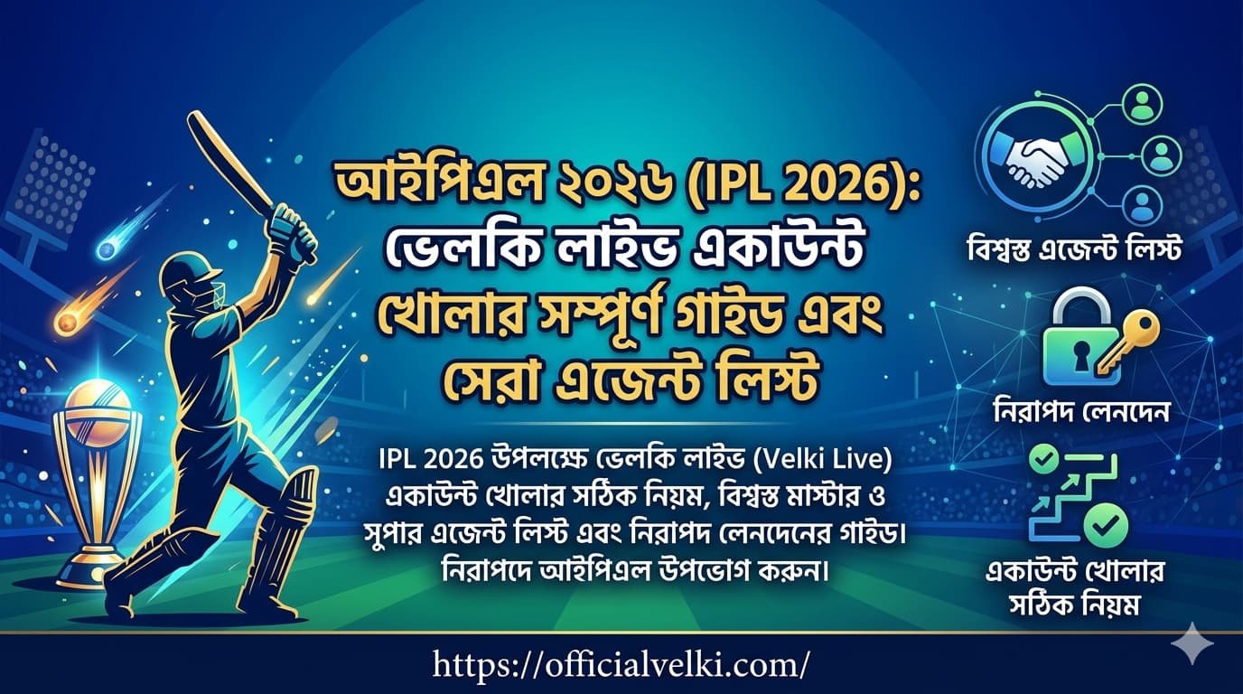আইপিএল ২০২৬ (IPL 2026): ভেলকি লাইভ একাউন্ট খোলার সম্পূর্ণ গাইড এবং সেরা এজেন্ট লিস্ট - Velki Official